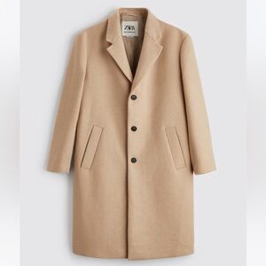 NWT ZARA WOOL BLEND COAT LIMITED EDITION IN TAN BEIGE size L